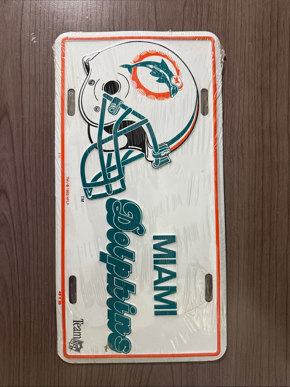 NFL Miami Dolphins White Teal Orange Helmet License Plate